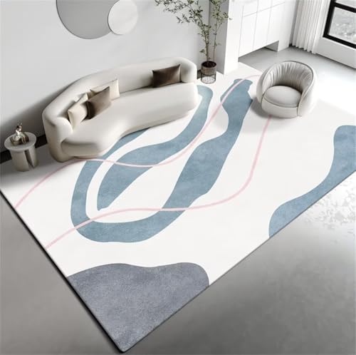 Tapis lavable bleu moderne de forme carrée 200x200cm pour salon - 2