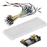 Design compact et précis : planche à pain fine de 41,4 x 13,2 x 0,9 cm pour circuit imprimé plus module d'alimentation de 13,5 x 7,6 x 2,2 cm — Empreinte optimisée pour les laboratoires de bureau et les kits éducatifs dans les ateliers électroniques britanniques