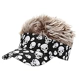 Gissroys Haarige Kopfbedeckung Für Sportfans Mit Totenkopf Aufdruck Für Rollenspiel Kostümpartys. Bezaubernder Hutverkäufer Perücken Themenhut Haarige Hüte Für Männer