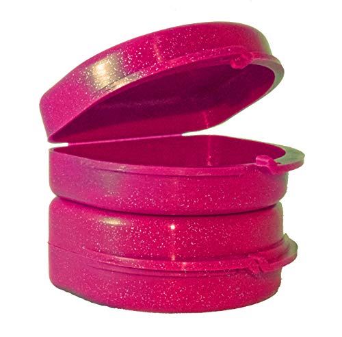 Knightshield 2 Pack Retainer Case, Glitter Fuschia