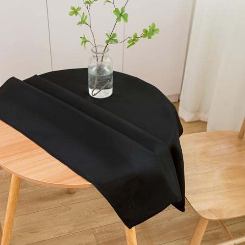 Image of sancua Small Square Tablecloth 36 x 36 Inch Black, Stain and Wrinkle Resistant Washable Polyester Table Cloth for Dining Buffet Party Decorative Fabric Table Cover for Nightstand End Bedside Tables