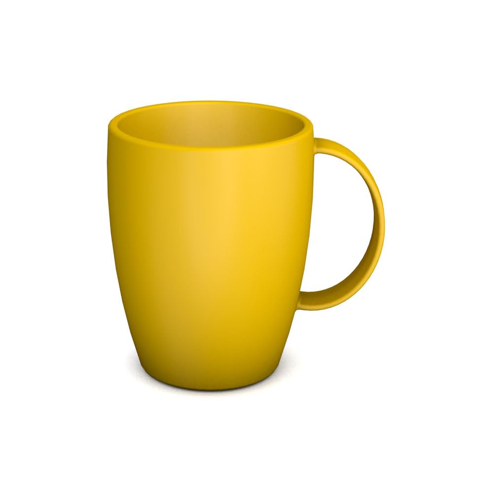 Ornamin Mug with Handle 260 ml Yellow (model 420) | sturdy coffee mug made of plastics, coffee cup, reusable mug