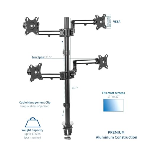 Support de bureau pour écran LCD quadruple pour optimiser le télétravail - 3