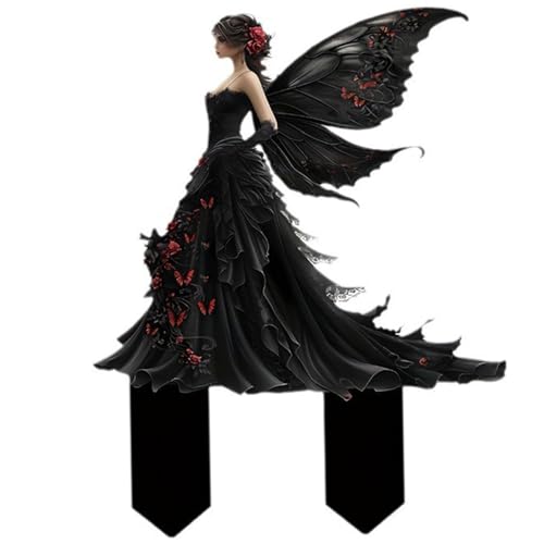 Licsaliwe 2 ° palo da giardino angelico acrilico, statue paesaggistica di farfalla stravagante, facile installare decorazioni all'aperto per giardino prato