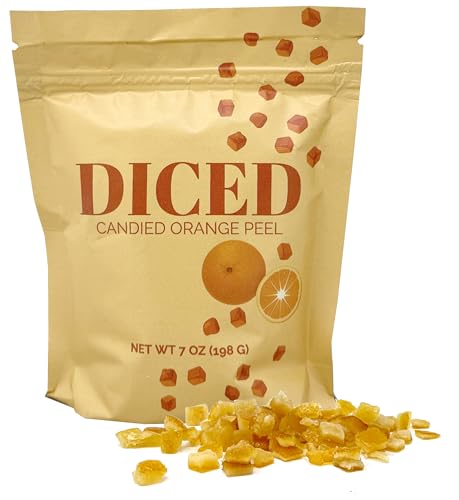 Candied Orange Peel, Diced Candied Orange Peel for Baking, Cocktails Garnish, Candied Peel 7 Ounce