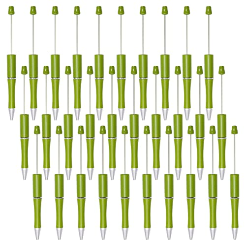 jiebor 30Pcs Green Beadable Pens Beaded Ballpoint Pens Bulk for DIY Writing