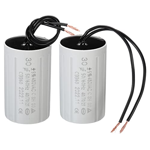 PATIKIL CBB60 30uF Running Capacitor,2pcs AC 450V 2 Wires 50/60Hz Cylinder 70x42mm for Water Pumps,Washing Machines Motor Start