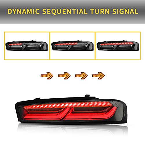 VLAND LED Smoked & Clear Tail Lights Compatible for [2016 2017 2018 Chevrolet Chevy Camaro Coupe] With Sequential Red Turn Signal lights by YUANZHENG - Used condition - Image 4