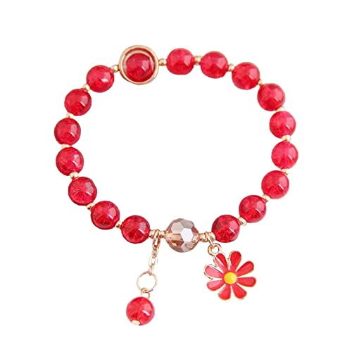 Pulsera para niños de amatista y flores coloridas con aro de cristal