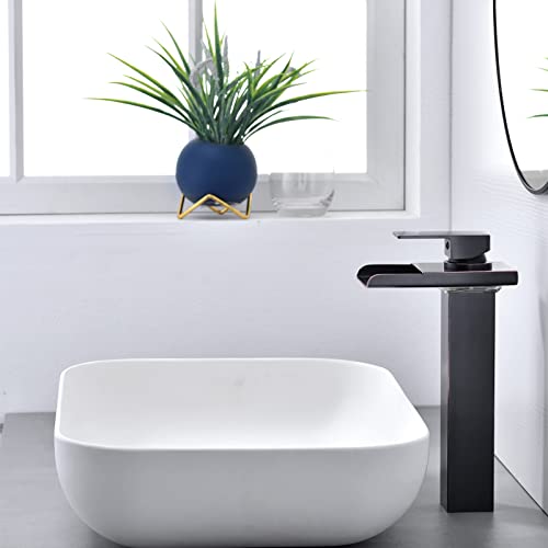 Ximlike Led Bathroom Faucet, Oil-Rubbed Bronze Waterfall Bathroom Sink Faucet 1 Hole Single Handle Tall Vessel Faucet, Brass Faucet With Water Supply Hoses (Oil-Rubbed Bronze) #TOP3