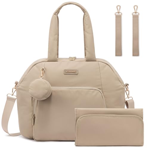 Image of LOVEVOOK Diaper Bag Tote Puffer Baby Diaper Bag, Large Capacity Travel Diaper Tote with Changing Pad, Hospital Gym Bag