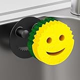 Kontoyo Sponge Holder for Kitchen Sink,Sink Caddy Organizer with Suction Cup Installation for Kitchen/Bathroom, Self Draining,Sponge Caddy for Holding Smiley Sponges-Black