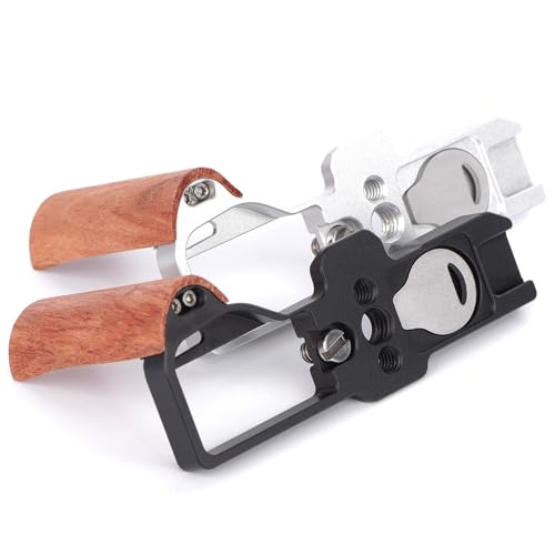 Placa en L para cámara GR4 con mango de madera y soporte para trípode 6