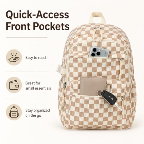 Bluboon Cute Backpack for Women with Tumbler Holder Corduroy School Backpack for College Girls Aesthetic Travel Laptop Bookbag with External Cup Strap Casual Work Backpack for Teacher Nurse by Bluboon - Used condition - Image 9