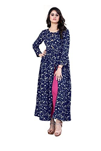 Image of H.E HAMZA ENTERPRISER Printed Crepe Material Brown Western Dress For Women