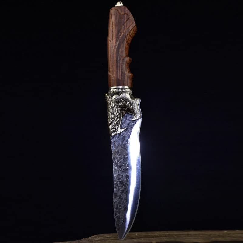 Meat Cleaver Knife, 5.5 Inch Utility Viking Knife 7Cr17 High Carbon Steel Hunting Handmade Machete Copper Dragon Decor Barbecue Kitchen Knife (Color : Utility Knife, Size : 5.5 inch)
