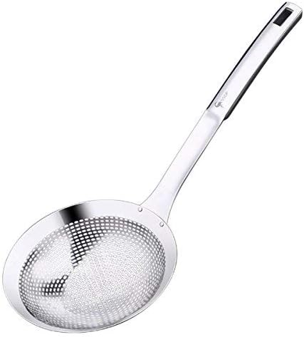 Luxury 304 Stainless Steel Slotted Spoon Skimmer Cooking Strainer - Comfortable Grip Design, 16 Inch