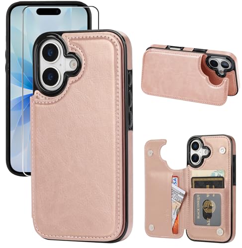 Étui en cuir synthétique pour iPhone 17, protection intégrale chic et double fermoir magnétique