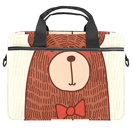 Sac ordinateur portable 13 à 14.5 pouces avec motif ours mignon et bandoulière amovible