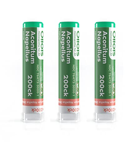 OLLOIS Aconitum Napellus 200ck Organic, Lactose-Free, Kosher Homeopathic Medicine, 80 Pellets (Pack of 3)