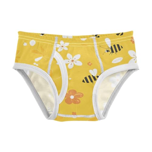 Bees on Yellow Toddler Boys Pure Cotton Kids Underwear Breathable Undies