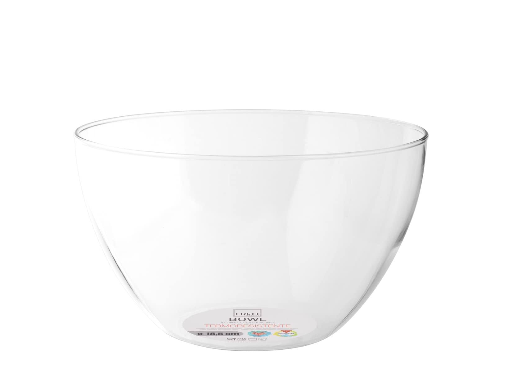 H&H Bowl Set 6 Coppe, Vetro Borosilicato, 18.5cm