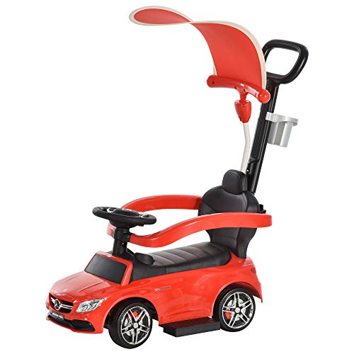 Porteur Enfant HOMCOM – Voiture à Pousser Avec Klaxon, Phares, Musique Et Coffre Secret, 18-36 Mois