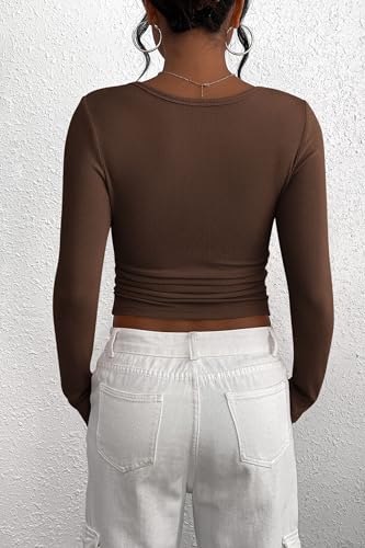 Image of PRETTYGARDEN Women's Fall Long Sleeve Henley T Shirts