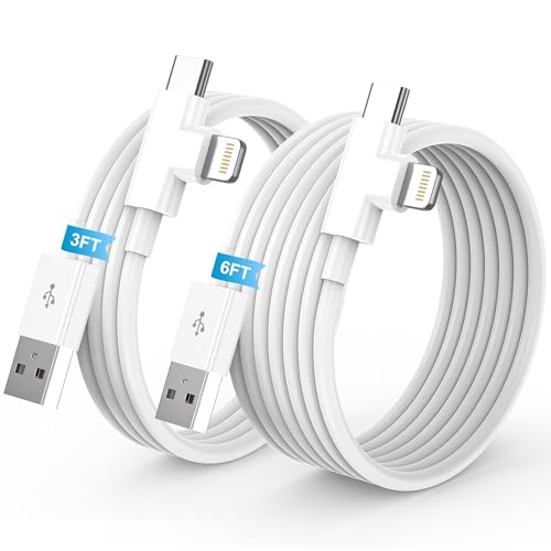 2Pack [3FT+6FT] for Apple Charger Cord, for iPhone Fast Charging Cable, USB A to Lightning USB C Carplay Cable for iPhone 16/15/14/13/12/11 Pro MAX/XS/XR/8/7/6s Plus/iPad Pro/Air/Mini