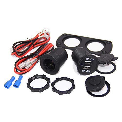 Cigarette Lighter Socket， 12V Dual USB 2.1A & 2.1A Charger Power Adapter Outlet