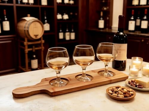 Tablero para degustación de cerveza y vino, estilo vintage, de bambú y vidrio, forma cuadrada con 3 ranuras, 15.5 x 3.5 pulgadas miniatura 3
