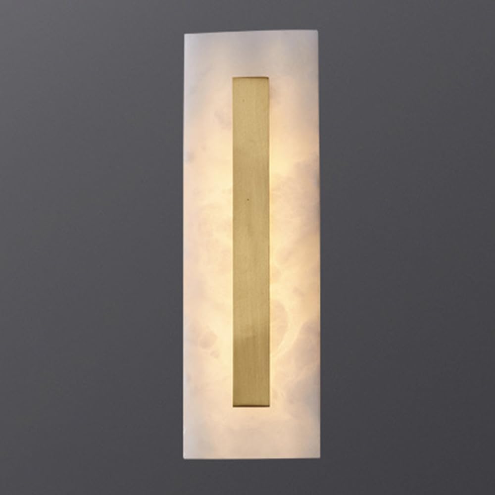JKJZSALJ Natural Marble Wall Lights, Modern Alabaster Wall Sconces Indoor Led Bathroom Vanity Light Brass Wall Mount Light Fixtures, Modern,60Cm,35cm