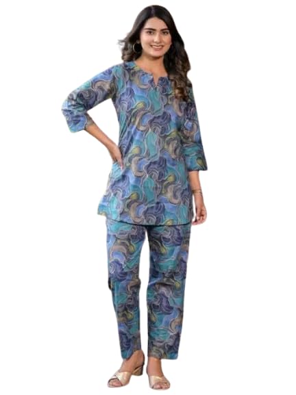 Viscose Rayon Top & Pyjama Set/Night Suits for Women| Stylish Shirt Top with Three-Quarter Sleeves | Comfortable Nightwear & Loungewear-image-8