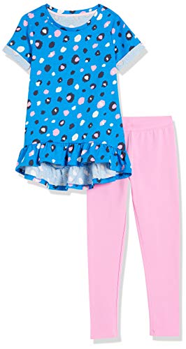 Amazon Essentials Girls  Short-Sleeve Tunic T-Shirts, Leggings Outfit Sets, Blue Animal Set, Small