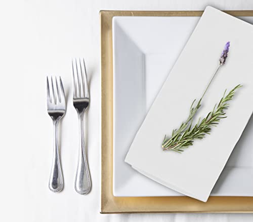 Purpleessences Set Of 12 Cloth Dinner Napkins 100% Cotton Mitered Corners - Soft Durable Washable - Ideal For Events Wedding Easter - Perfect Everyday Use Table Linen Cloth Napkins 18X18 - White #TOP3