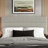 HOME DESIGN Etta Queen Channel Tufted Upholstered Headboard, Warm Gray