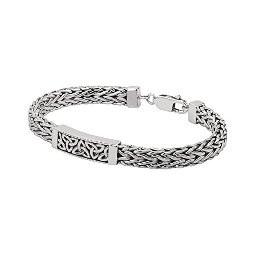Biddy Murphy Heavy Sterling Silver Bracelet Men’s Trinity Knot Made in Ireland