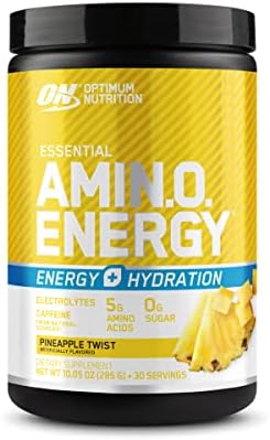 Optimum Nutrition Amino Energy Plus Electrolytes Energy Drink Powder, Caffeine for Pre-Workout Energy, Amino Acids / BCAAs for Post-Workout Recovery, Pineapple Twist, 30 Servings (Packaging May Vary)