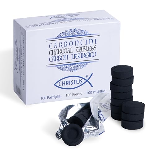 Christus - Carbones de 40 mm para incienso - Carboncillos para granos, resinas y hojas - Encendido rápido | 100 unidades