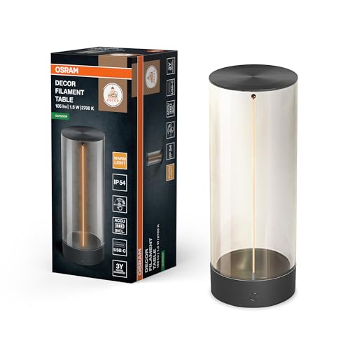 Osram Lampe de table LED Endura Style Ă filament, 1,2 W, blanc chaud 2 700 K, 100 lm, rechargeable par USB, IP54, 14 h