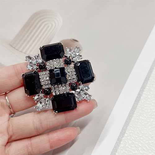 Image of Baroque Rhinestone Brooch Pin for Women Men Vintage Rectangle Crystal Round Ball Victorian Art Deco Brooches Lapel Pins Elegant Dress Accessories Wedding Birthday Jewelry Corsage