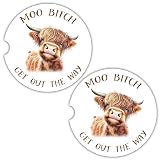 Cow Car Coasters for Cup Holders - 2 Pack Cute Cow Print Car Accessories for Women,...