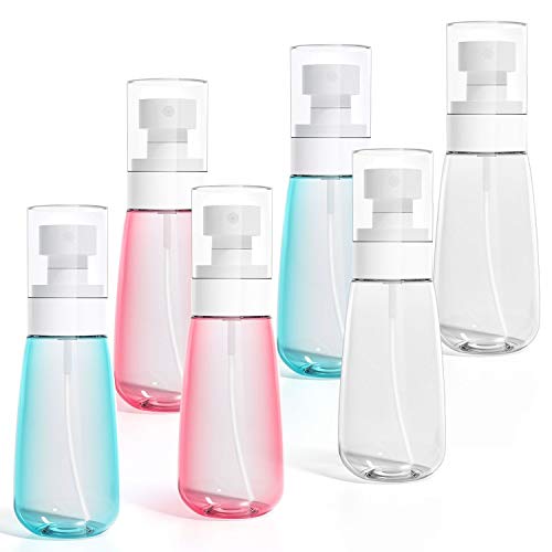 Mifanstech 6Pcs 100ml/3oz Spray Bottle,Empty Refillable Plastic Continuous Mister Spray Bottles for Travel, Business Trips, Makeup, Cleaning (6pcs/3color)