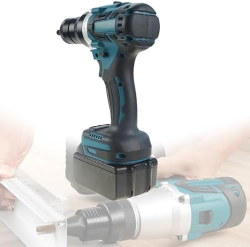 Attrezzo per dadi a rivetto senza fili, kit di bulloni ciechi elettrici senza spazzola 21V con 2 batterie.Fissaggio automatico in 3 sec per HVAC, riparazione automatica e fabbricazione del metallo.Rid