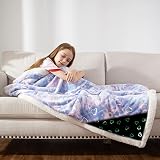 Glow in The Dark Blanket for Kids, Love Heart Luminous Birthday Super Soft Fuzzy Plush Sherpa Furry
