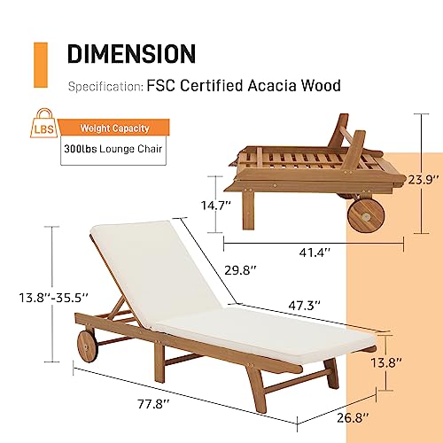 Patiorama Patio Acacia Wood Chaise Lounge Set Of 2 thumb #1