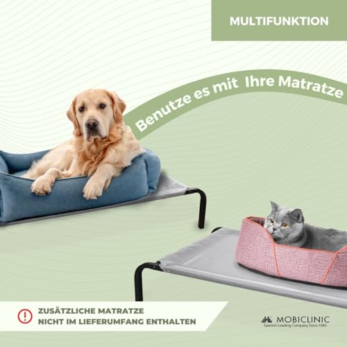 Mobiclinic® Pets, Erhöhtes hundebett, Cleo, Erfrischend, Isoliert, Europäische Marke, 122x71x21cm, Stark, Innen und außen, Leicht zu reinigen, Werkzeuglose Montage, Max. 60 kg