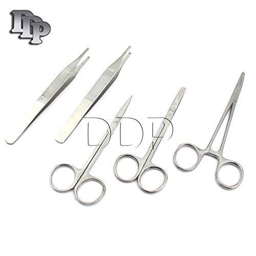DDP 5 Pieces Scissors Forceps HEMOSTATS Needle Holders