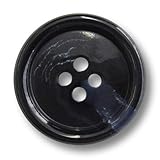 Material: Kunststoff Knopfparadies - 5 Stück herbstliche Mantelknöpfe aus Kunststoff, dunkelblau & schwarz marmoriert mit Vier Löchern und gewölbtem Rand. Durchmesser: ca. 25mm!