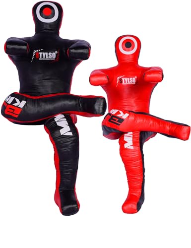 Stylso Wrestling Dummy Grappling Dummies - BJJ Dummy MMA Judo Karate Training jiu Jitsu Dummy Adult Un-Filled - Sitting (Black PU)